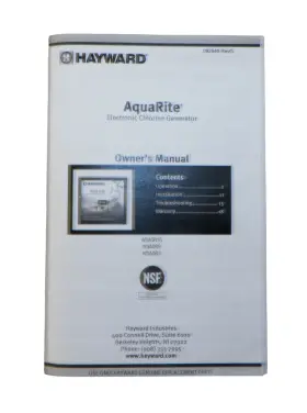 092540-REVG HAYWARD Aquarite Cl Generator Owners Manual