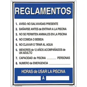 40384 POOLMASTER Swimming Pool Signs Spanish Reglamentos
